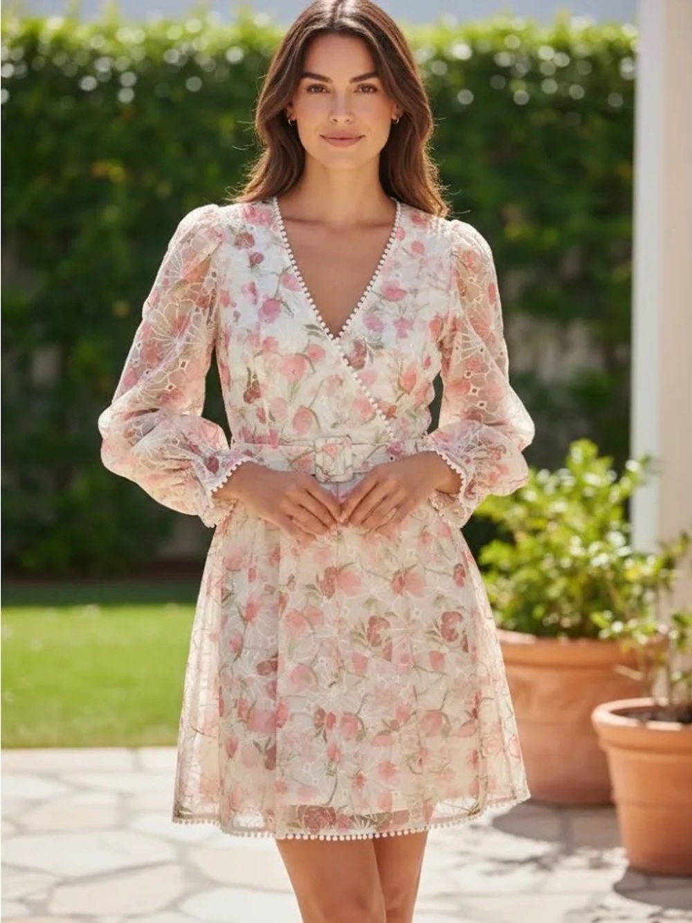 NWT LucyParis Floral Embroidered Garden Party / Cottagecore Mini Dress M